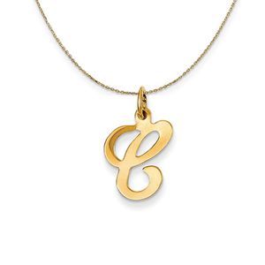 14k Yellow Gold, Sophia, Sm Script Initial C Necklace - 18 Inch